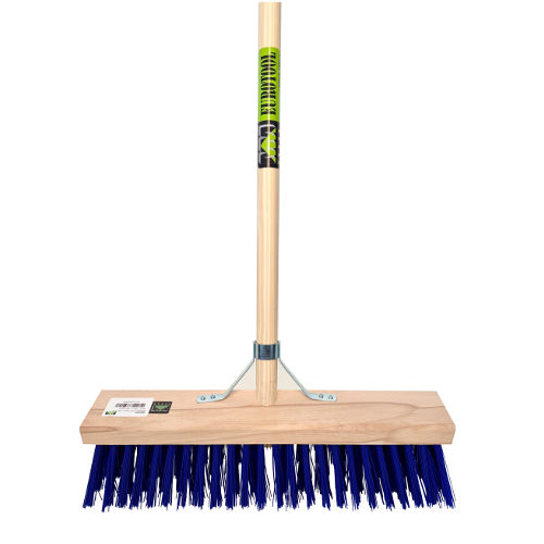 Afbeeldingen van Stalbezem PVC blauw, 45cm FSC +steel 150cm +stokhouder