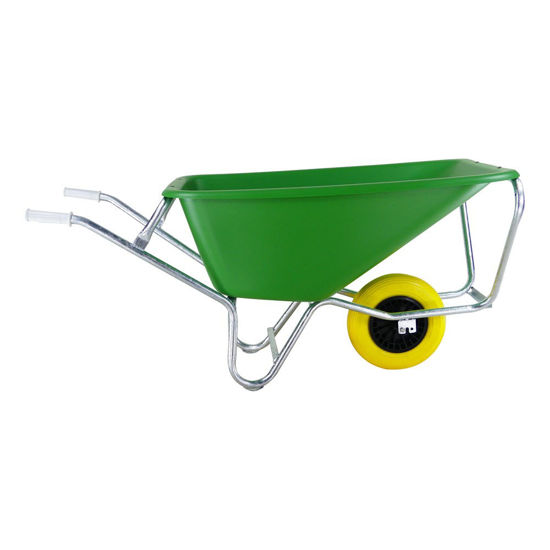 Afbeeldingen van Kruiwagen Fort F&S 165L Groen HDPE bak, +NooitMeerLek