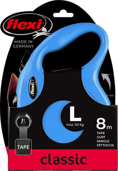 Afbeeldingen van FLEXI Rollijn NEW Classic band blauw L/8 meter tot 50kg.