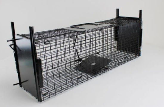 Afbeeldingen van Vangkooi / doorloopval 60cm zwart 2 ingangen (60x18x20cm)