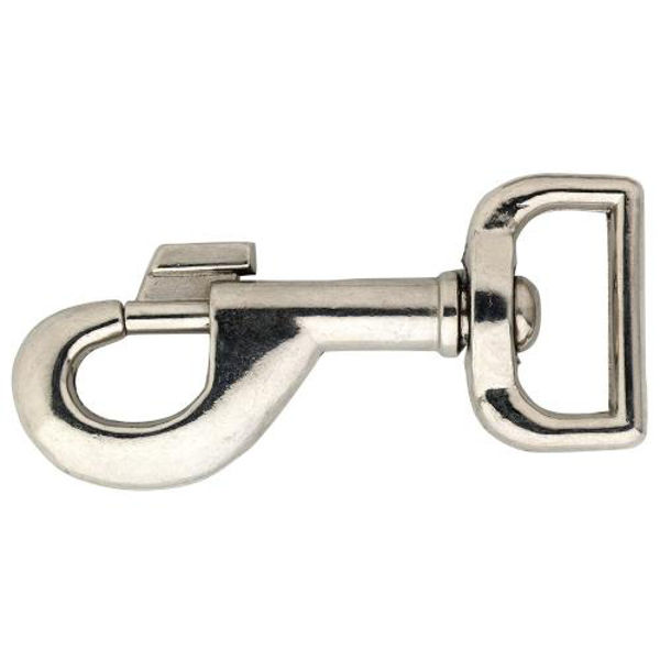 Afbeeldingen van Musketon vernikkeld,  PLATTE wervel, 1" (per stuk gelabeld)