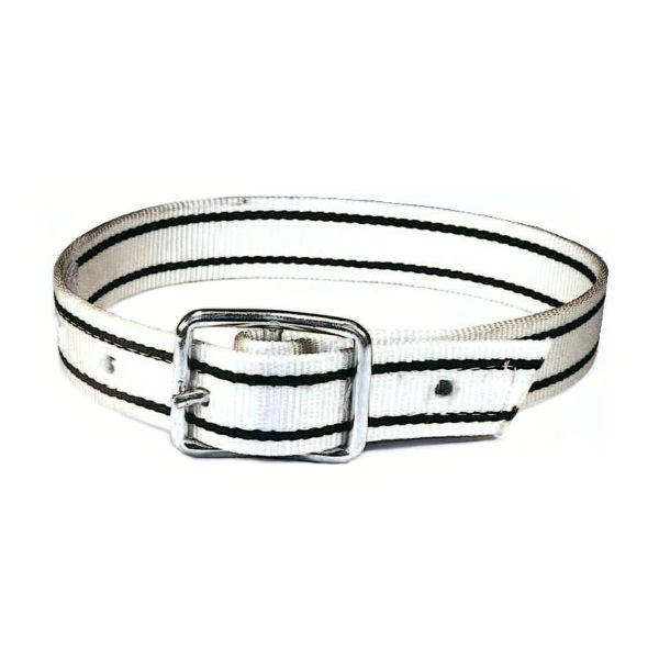 Afbeeldingen van Halsriem nylon, leer+gesp, 80cm