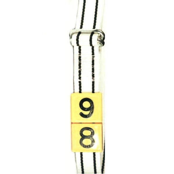 Afbeeldingen van Riem nylon knelgesp 130cm, wit / zwarte strepen