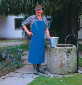 Afbeeldingen van Melkschort blauw 140x75cm