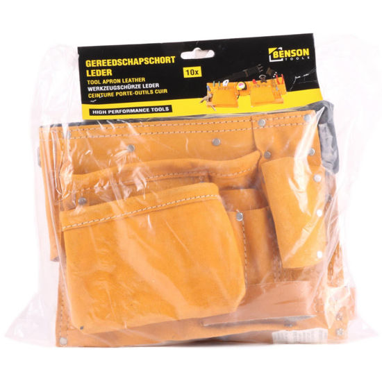 Afbeeldingen van Spijkerschort/ gereedschapschort leer, 10 zakken