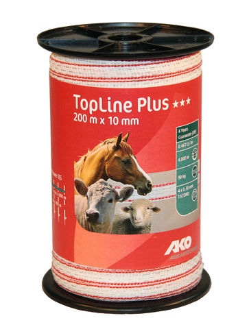 Afbeeldingen van AKO TopLine Plus schriklint wit/rood 1cm-200m