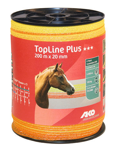 Afbeeldingen van AKO TopLine Plus schriklint geel/oranje 2cm-200m