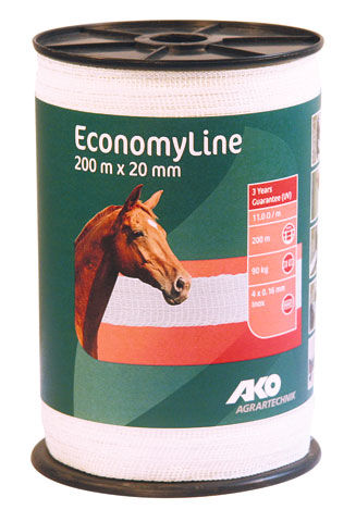 Afbeeldingen van AKO EconomyLine schriklint wit 2cm-200m