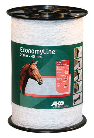 Afbeeldingen van AKO EconomyLine schriklint wit 4cm-200m