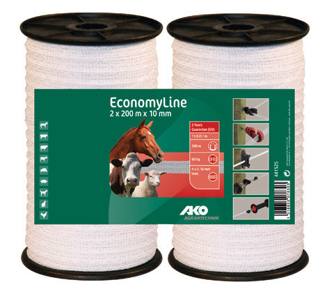 Afbeeldingen van AKO EconomyLine schriklint wit 1cm-200m *2-pack*