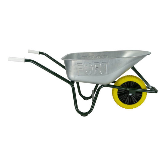 Afbeeldingen van Kruiwagen Fort, 80L, verz. bak, gel.ond. +NooitMeerLek wiel