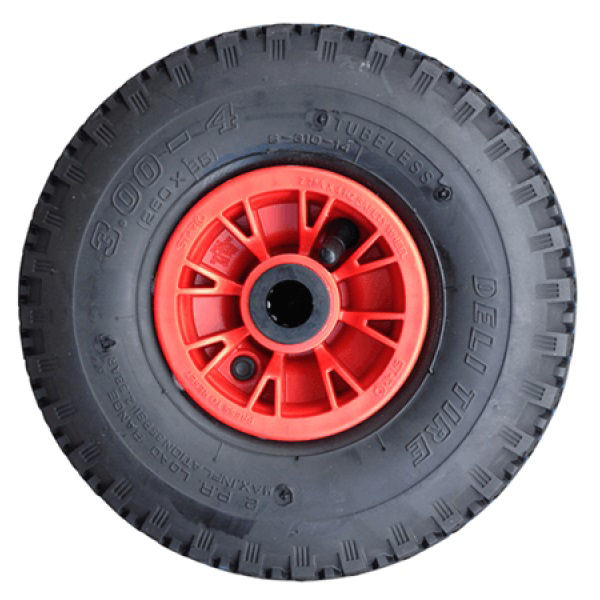 Afbeeldingen van Steekwagenwiel 300-4(260x85)- FORT-, 2ply, velg rood