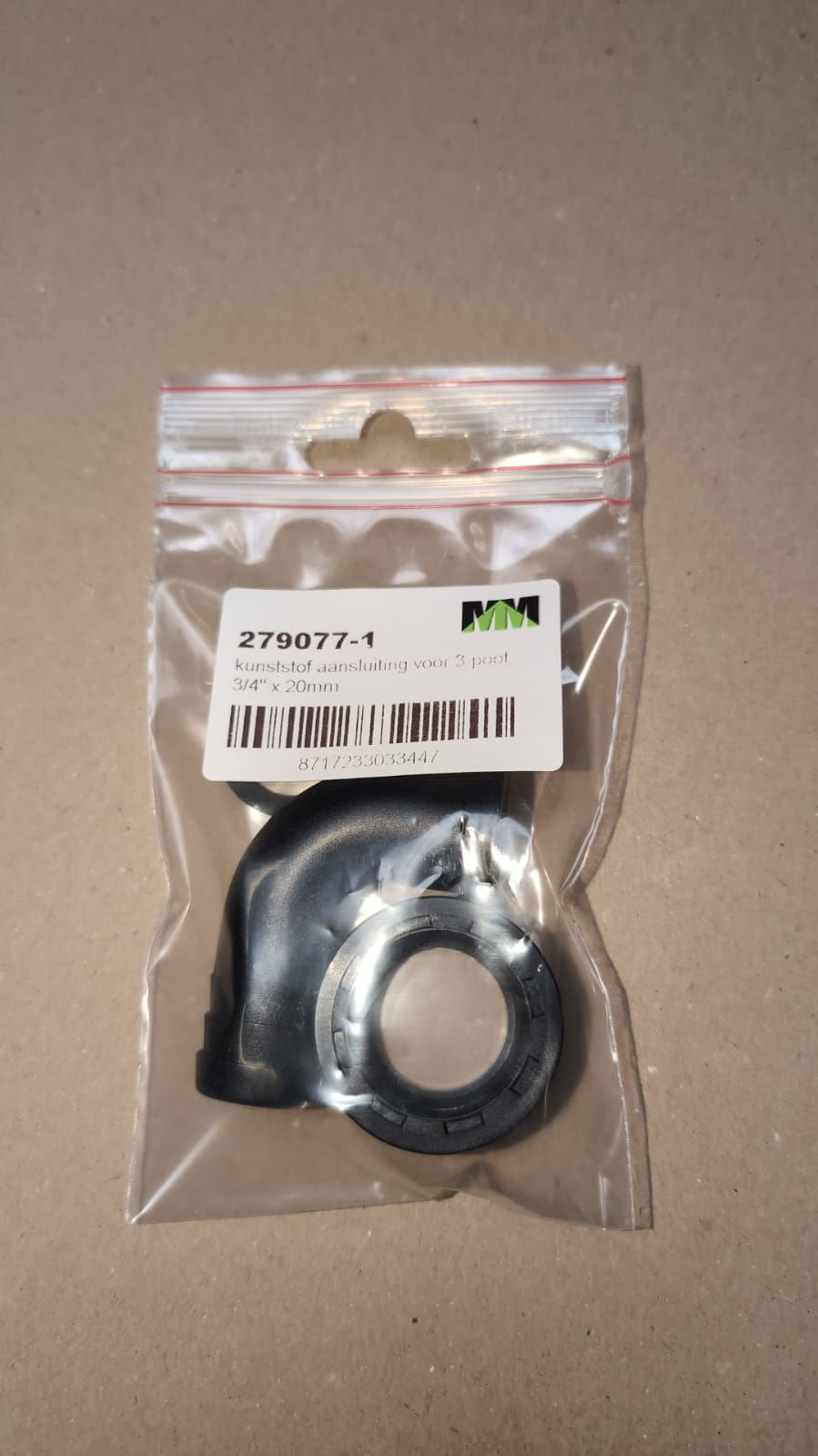 Afbeeldingen van kunststof aansluiting voor 3-poot, 3/4" x 20mm