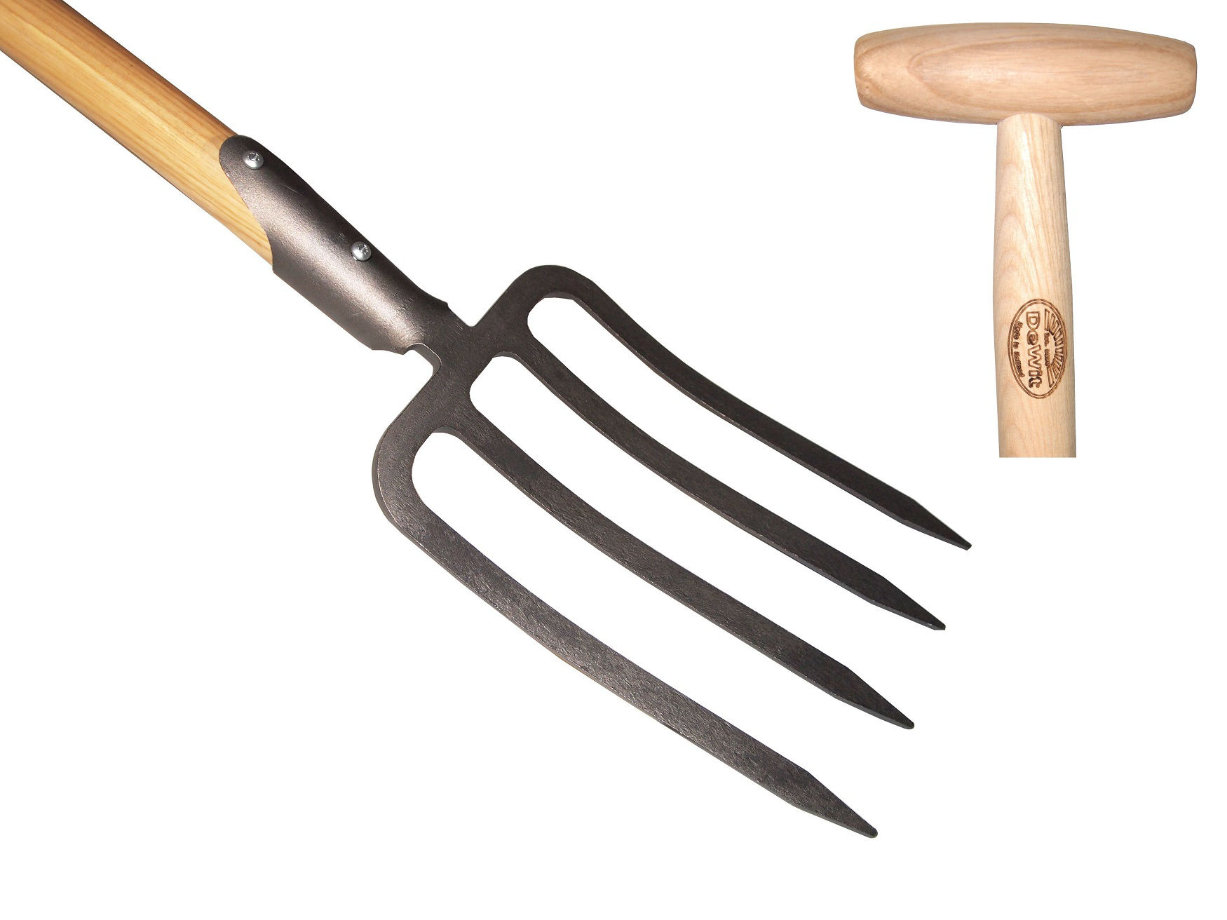 Afbeeldingen van Spitvork 4 tands met dul essen steel 80cm *deWit*