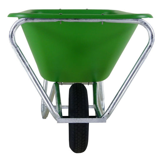 Afbeeldingen van Kruiwagen Fort F&S, 165L Groen HDPE bak, verzinkt onderstel