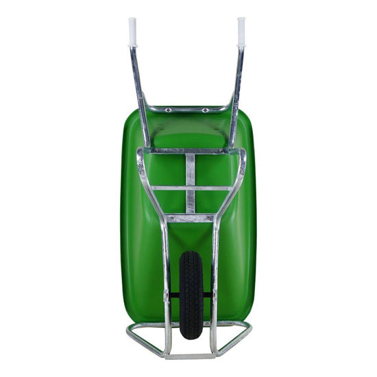 Afbeeldingen van Kruiwagen Fort F&S, 165L Groen HDPE bak, verzinkt onderstel