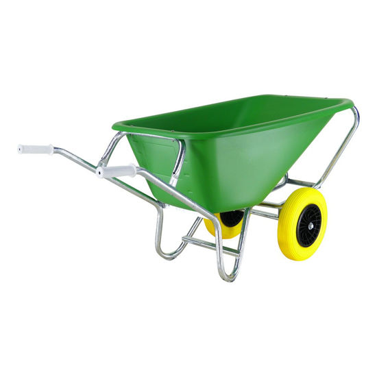 Afbeeldingen van Kruiwagen Fort F&S 165L Groen HDPE bak,  2 wiel-NooitMeerLek