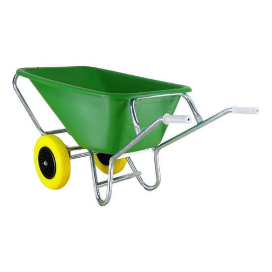 Afbeeldingen van Kruiwagen Fort F&S 165L Groen HDPE bak,  2 wiel-NooitMeerLek