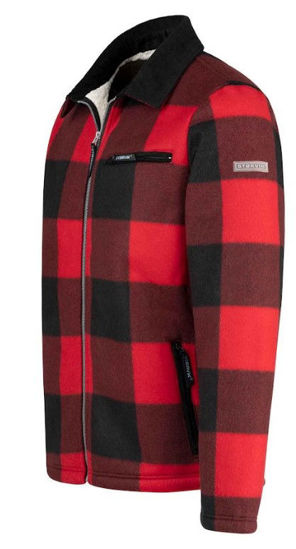 Afbeeldingen van Houthakkers Fleecevest London Rood blok, teddygevoerd