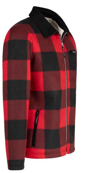 Afbeeldingen van Houthakkers Fleecevest London Rood blok, teddygevoerd