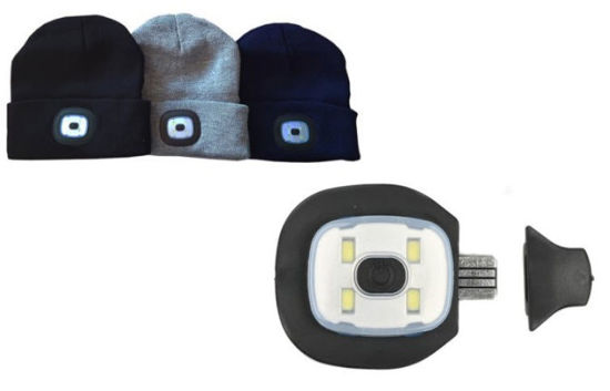 Afbeeldingen van Commandomuts gebreid UNI kleur met LED lamp OPLAADBAAR