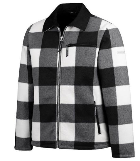 Afbeeldingen van Houthakkers Fleecevest London Zwart/wit blok, teddygevoerd