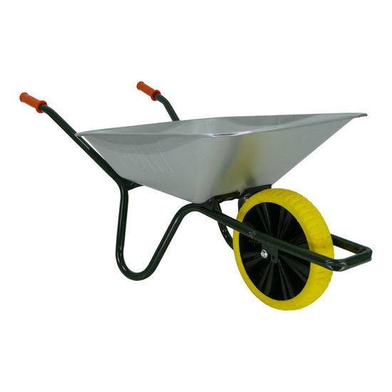 Afbeeldingen van Tuinkruiwagen verzinkt bak 85L gel. onderstel +NML wiel