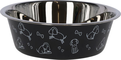 Afbeeldingen van Voederbak RVS zwart met motief 4000ml