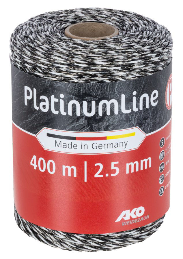 Afbeeldingen van AKO PlatinumLine Afrasteringskoord 2,5mm - 400m wit/zwart