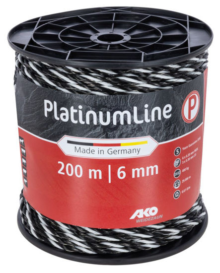 Afbeeldingen van AKO PlatinumLine Afrasteringskoord  6mm - 200m wit/zwart