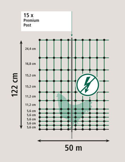 Afbeeldingen van AKO PoultryNet Premium niet elektrificeerbaar 50m dubb.pen