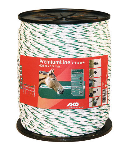 Afbeeldingen van AKO PremiumLine schrikkoord wit/groen 6.5mm - 400m