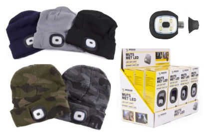 Afbeeldingen van Commandomuts gebreid met LED lamp