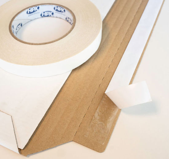 Afbeeldingen van Dubbelzijdig papier tape WIT 19mm x 50m.