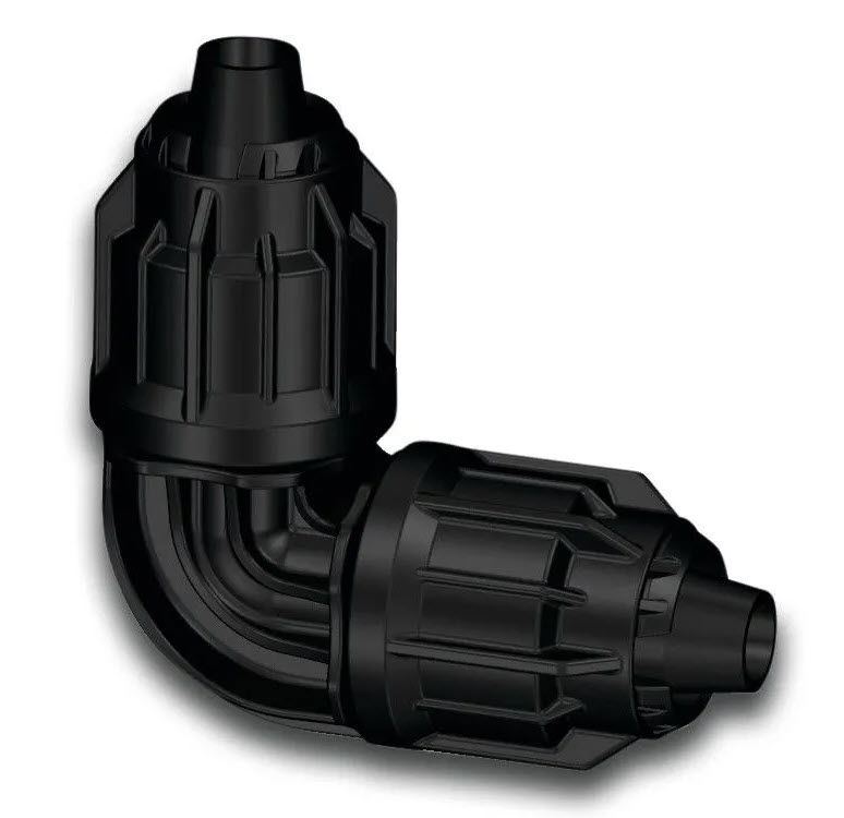 Afbeeldingen van knie 90° PP 16 mm quick joint 6bar zwart v.bevloeiingsslang
