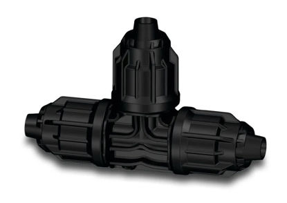 Afbeeldingen van T-stuk 90°PP 16 mm quick joint 6bar zwart v.bevloeiingsslang