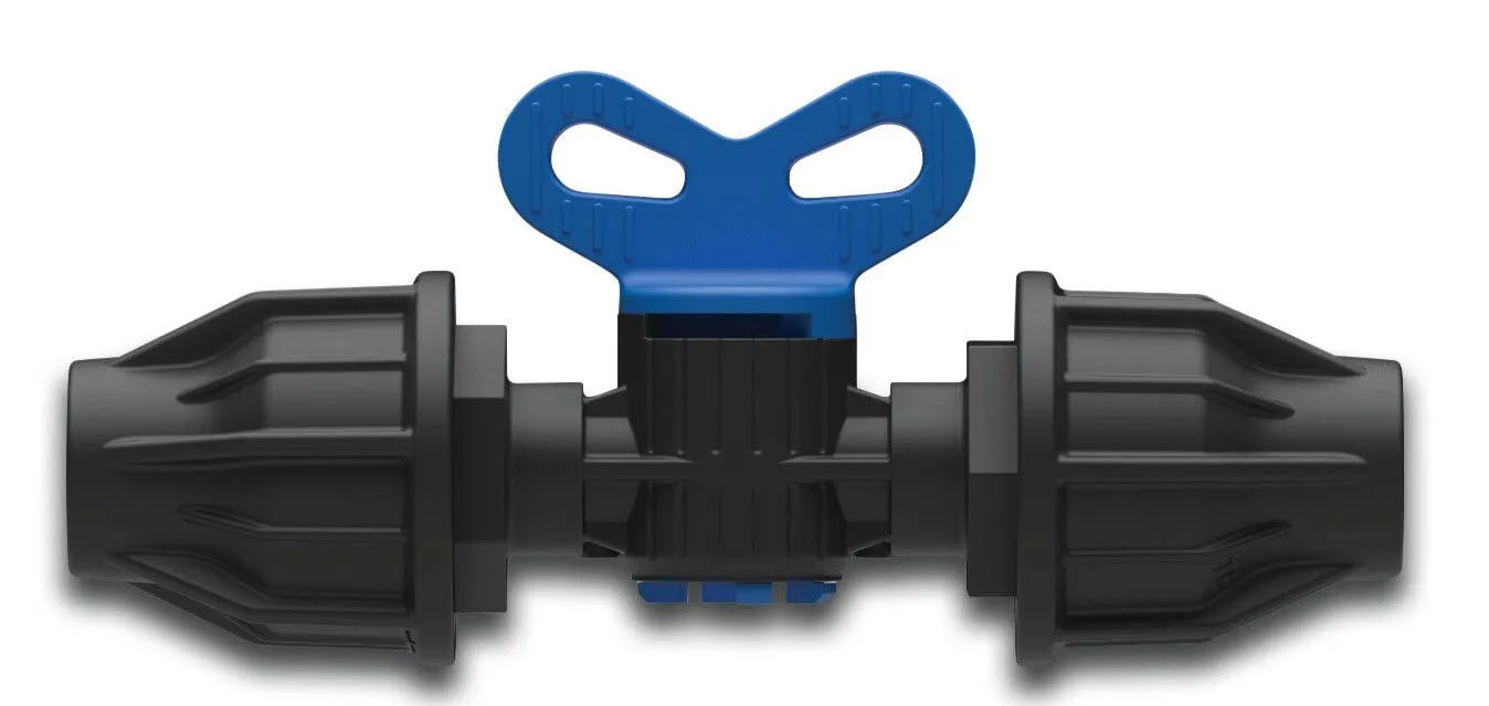 Afbeeldingen van Plugkraan PP 16mm lock 4bar zwart/blauw  v.bevloeiingsslang