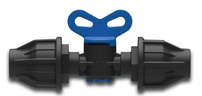 Afbeeldingen van Plugkraan PP 16mm lock 4bar zwart/blauw  v.bevloeiingsslang