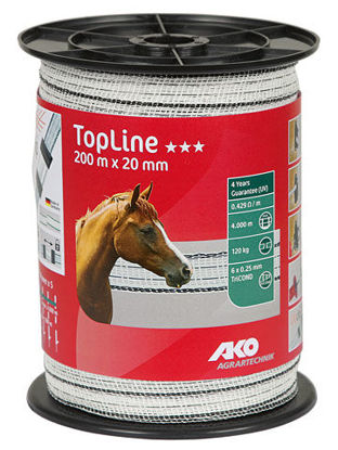 Afbeeldingen van AKO TopLine schriklint wit/zwart 2cm-200m