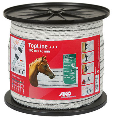 Afbeeldingen van AKO TopLine schriklint wit/zwart 4cm-200m