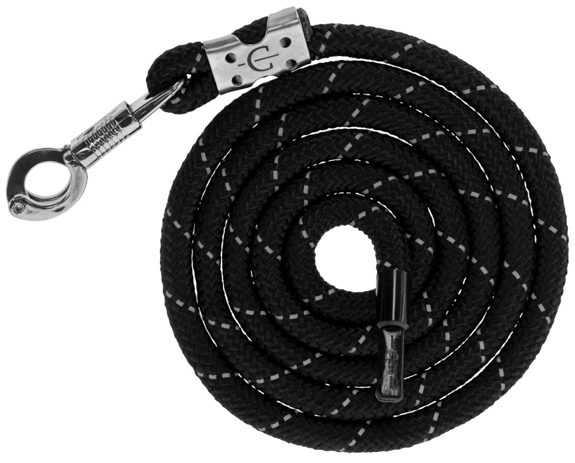 Producten/halstertouw reflective black silver paniekhaak