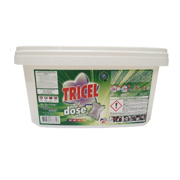 Tricel Producten/ pow d er dose wit 80x27gr